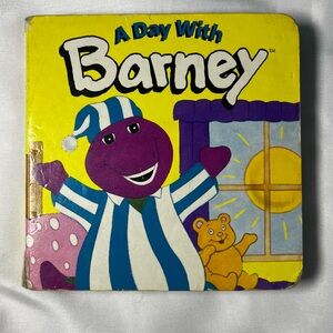 A Day With Barney 1994 Vintage Children's Board Book Kids Toddler Dinosaur Baby